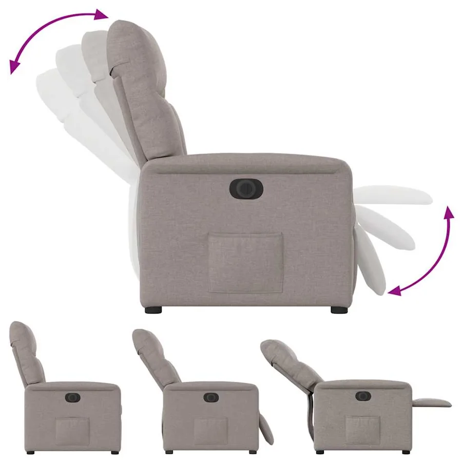 Fauteuil inclinable électrique Taupe Tissu - 8