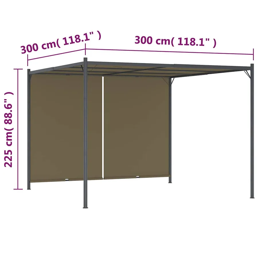 Pergola de jardin avec auvent rétractable 3x3 m Taupe 180 g/m² - 7