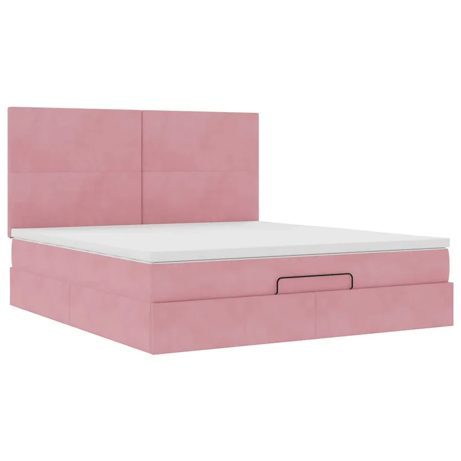 Cadre de lit ottoman avec matelas rose 180x200 cm velours - 7