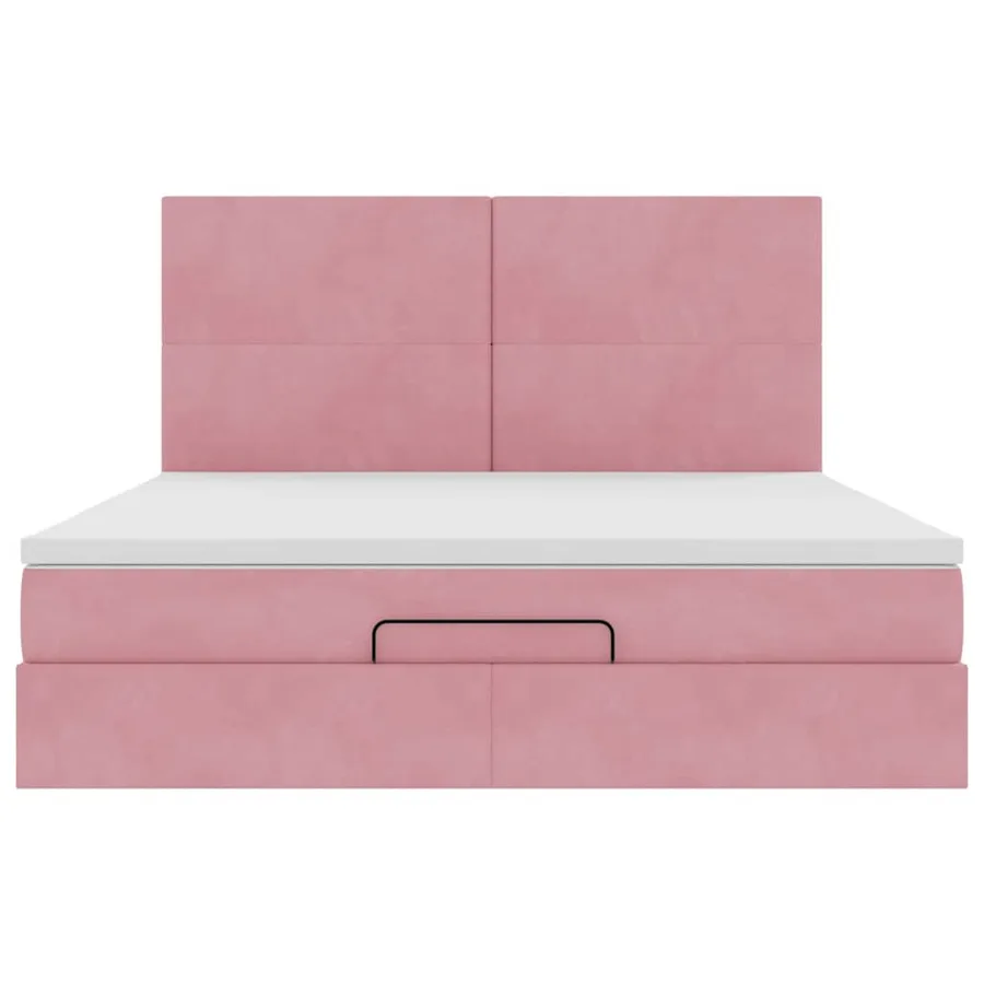 Cadre de lit ottoman avec matelas rose 180x200 cm velours - 8