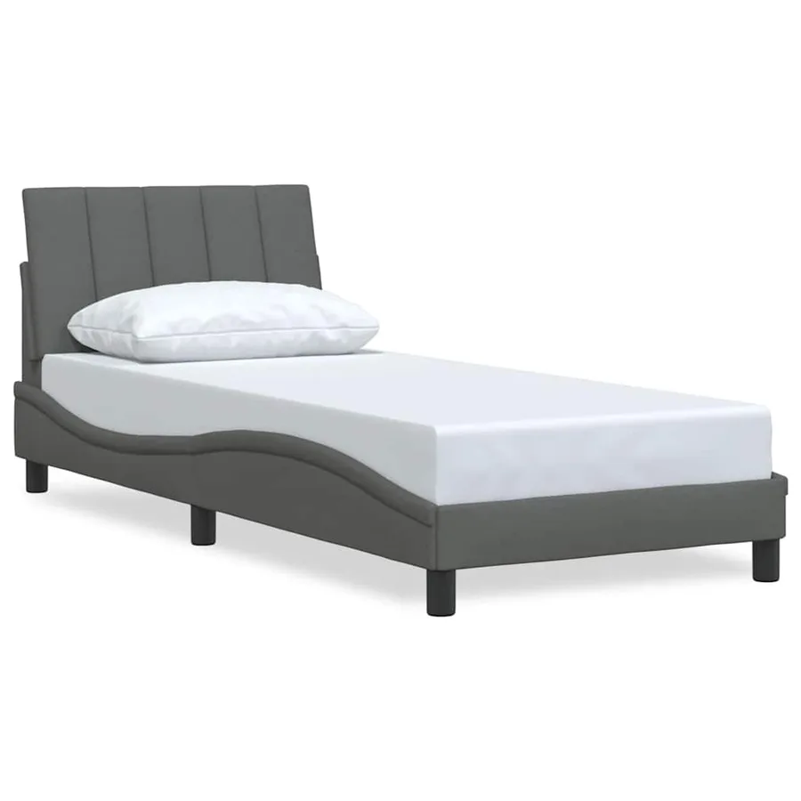 Cadre de lit sans matelas Hanko gris foncé 90x190 cm tissu - 2