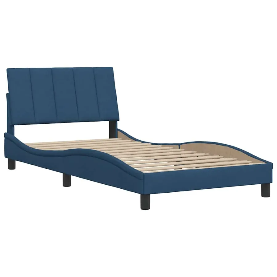 Cadre de lit sans matelas Hanko bleu 100x200 cm tissu - 4