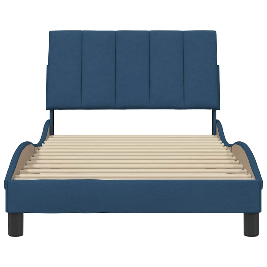 Cadre de lit sans matelas Hanko bleu 100x200 cm tissu - 5