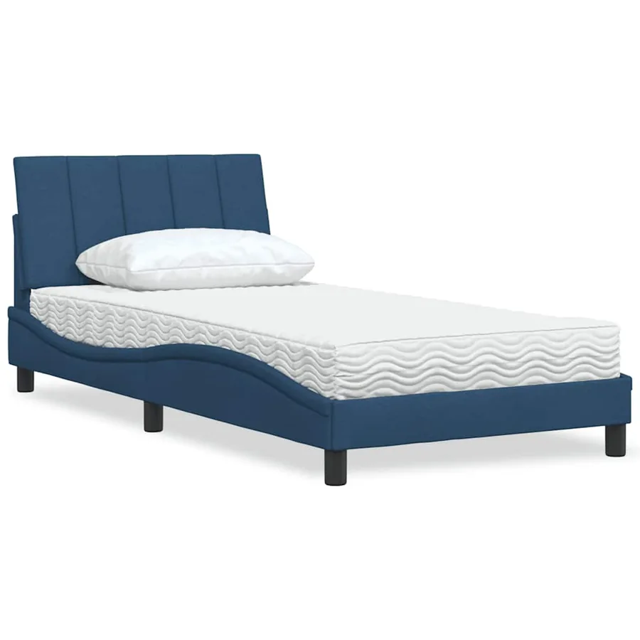 Lit avec matelas Hanko bleu 100x200 cm tissu