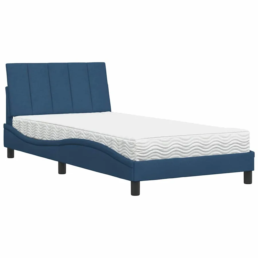 Lit avec matelas Hanko bleu 100x200 cm tissu - 2