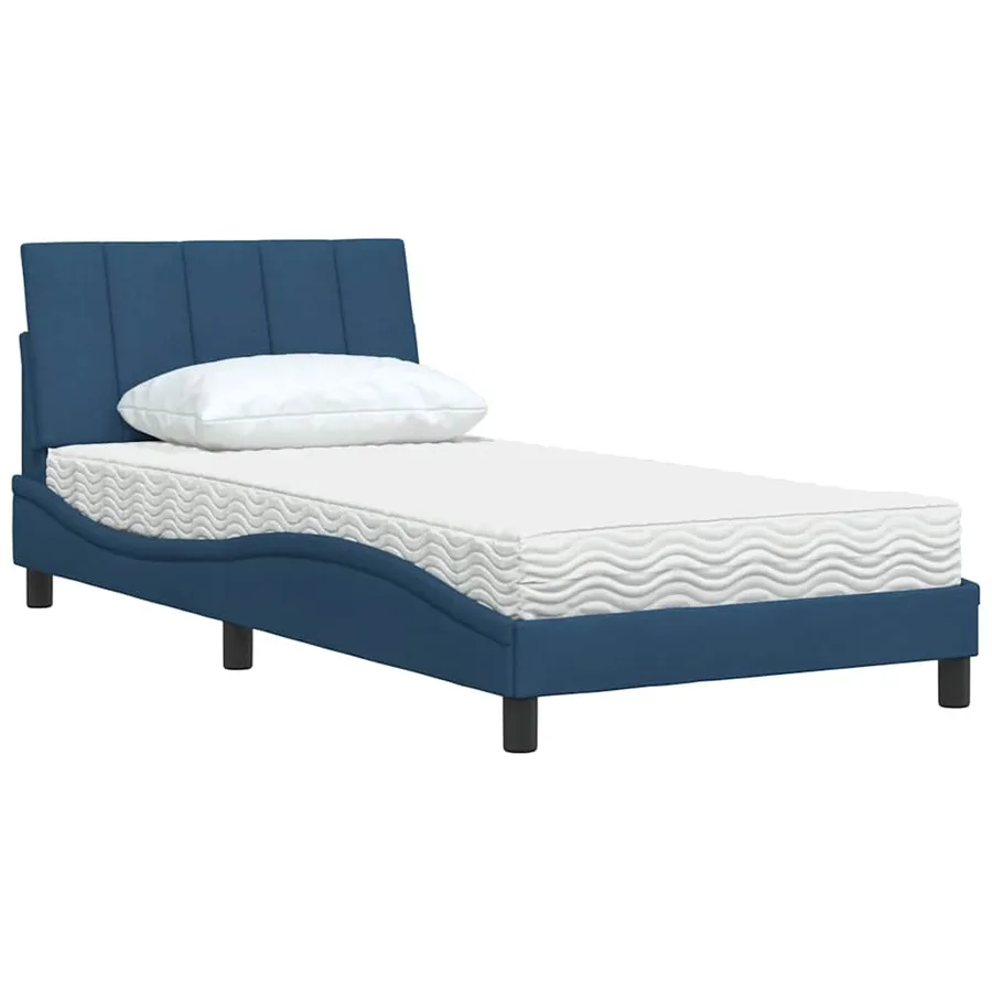 Lit avec matelas Hanko bleu 100x200 cm tissu - 4