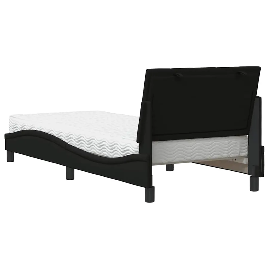 Lit avec matelas Hanko noir 90x190 cm tissu - 7
