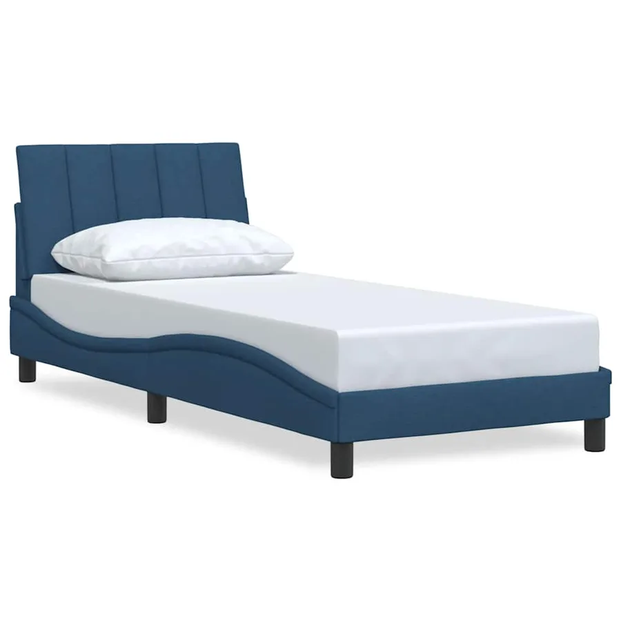 Cadre de lit sans matelas Hanko bleu 80x200 cm tissu - 2