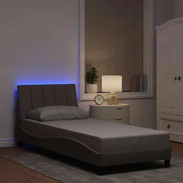 Cadre de lit sans matelas Hanko taupe 90x190 cm tissu