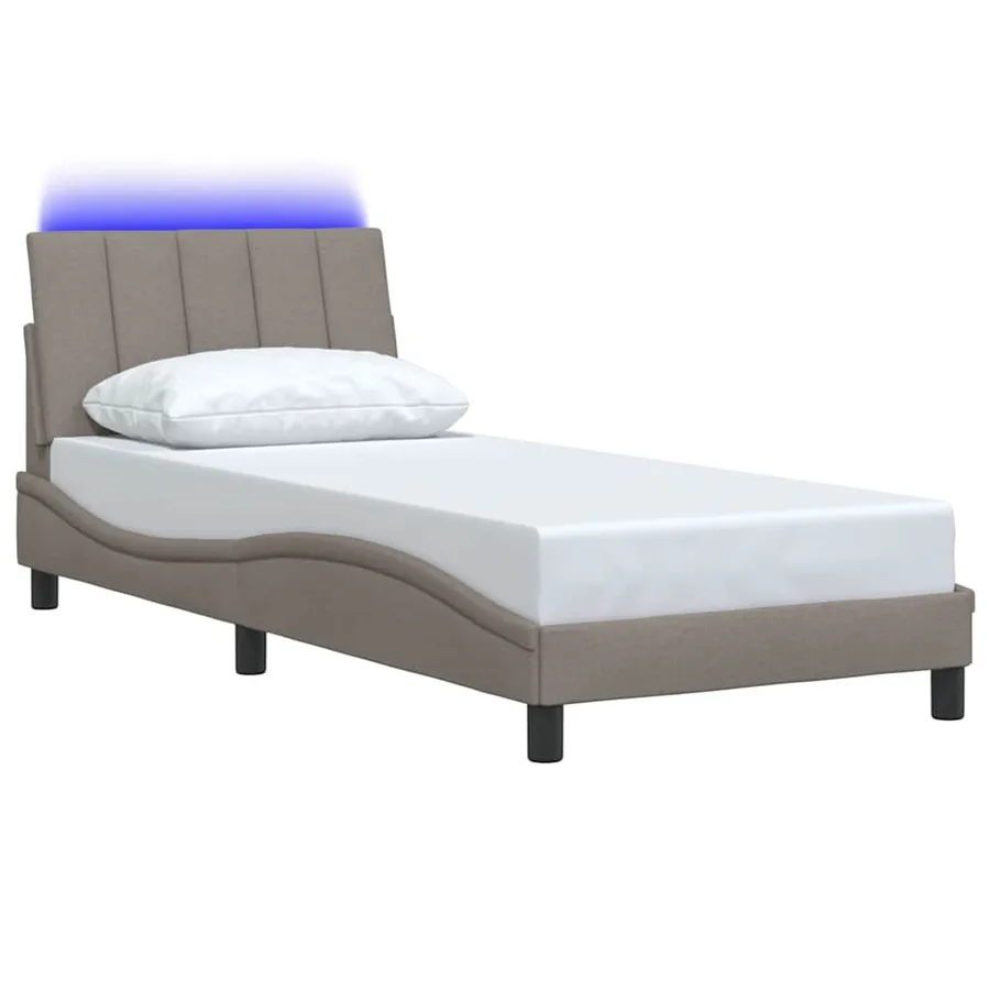 Cadre de lit sans matelas Hanko taupe 90x190 cm tissu - 5