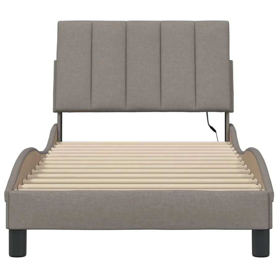 Cadre de lit sans matelas Hanko taupe 90x190 cm tissu - 6