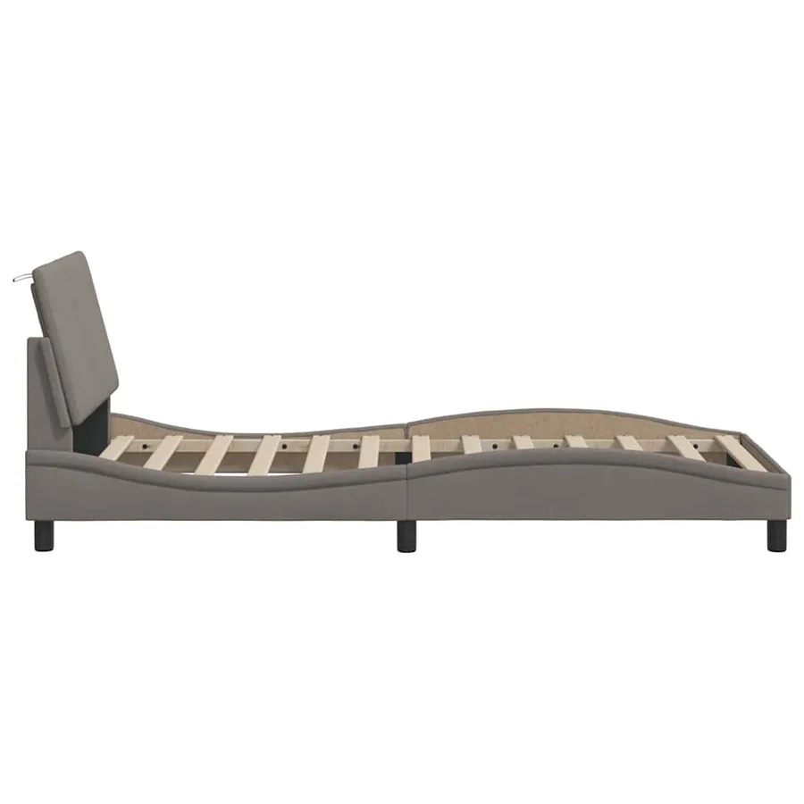 Cadre de lit sans matelas Hanko taupe 90x190 cm tissu - 7