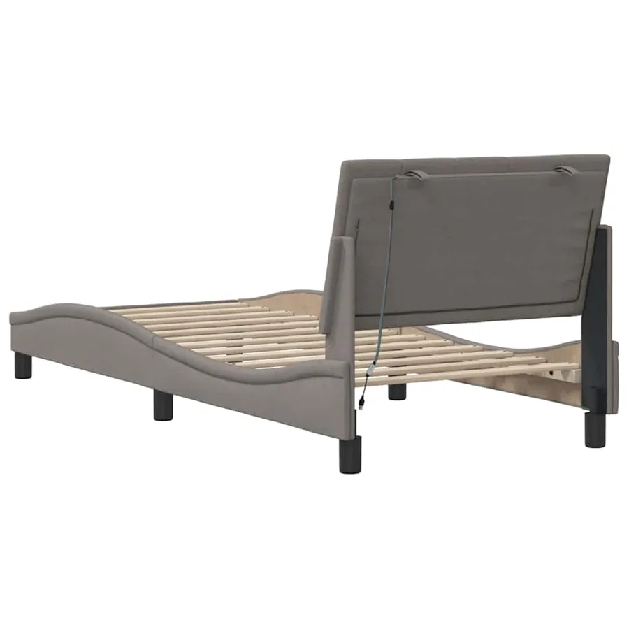 Cadre de lit sans matelas Hanko taupe 90x190 cm tissu - 8