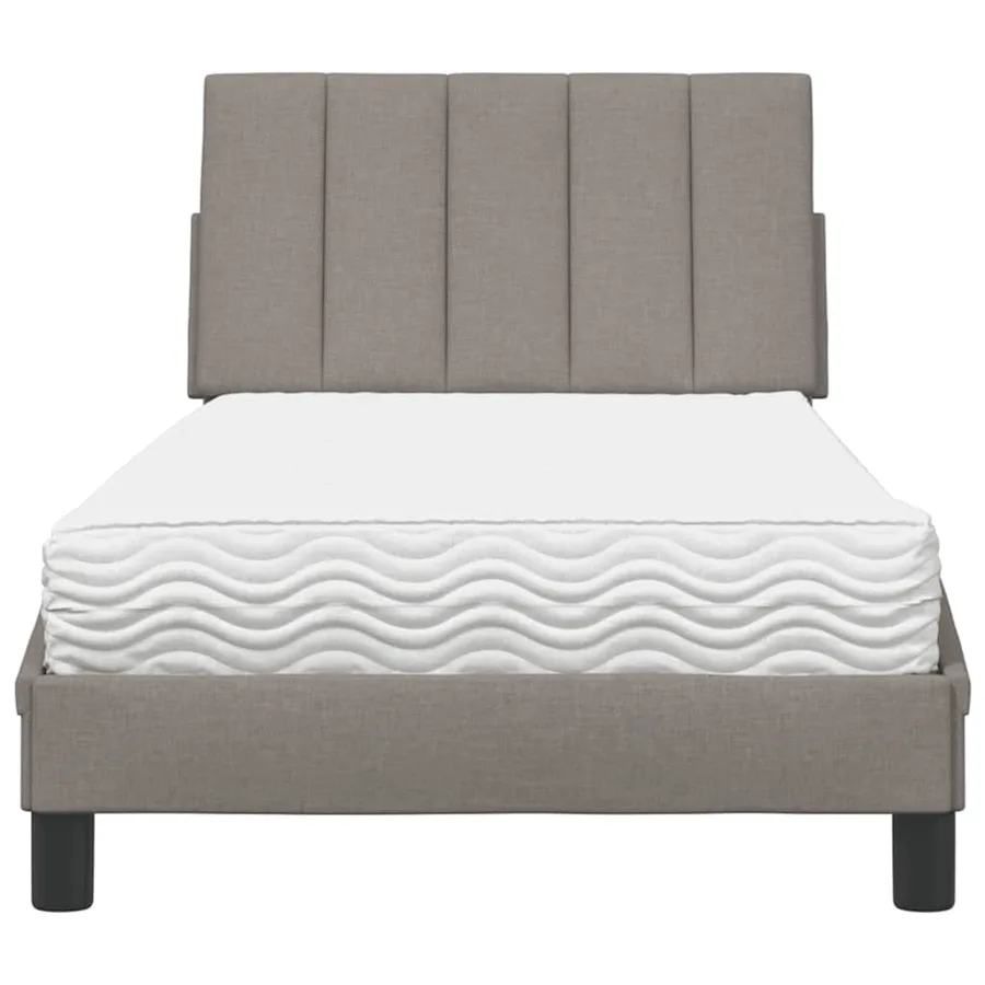 Lit avec matelas Hanko taupe 90x190 cm tissu - 5