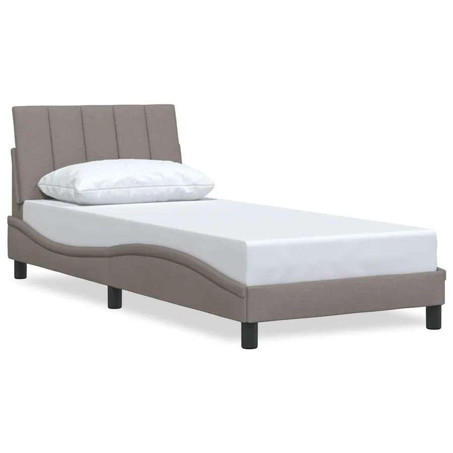 Cadre de lit sans matelas Hanko taupe 90x190 cm tissu - 2