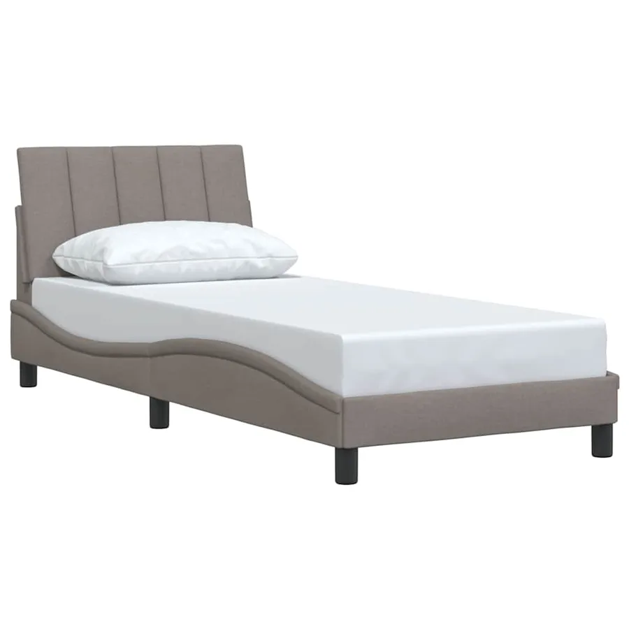 Cadre de lit sans matelas Hanko taupe 90x190 cm tissu - 3
