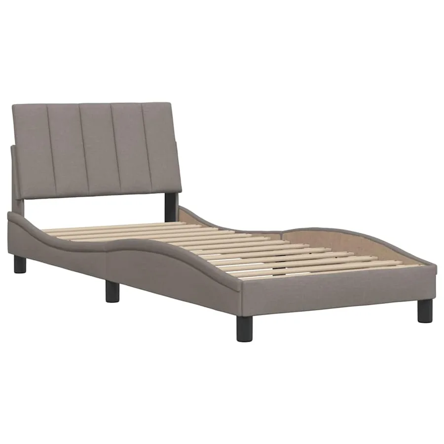 Cadre de lit sans matelas Hanko taupe 90x190 cm tissu - 4