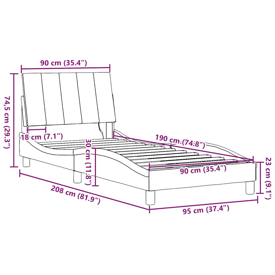 Cadre de lit sans matelas Hanko gris clair 90x190 cm tissu - 16