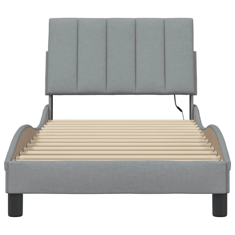 Cadre de lit sans matelas Hanko gris clair 90x190 cm tissu - 6