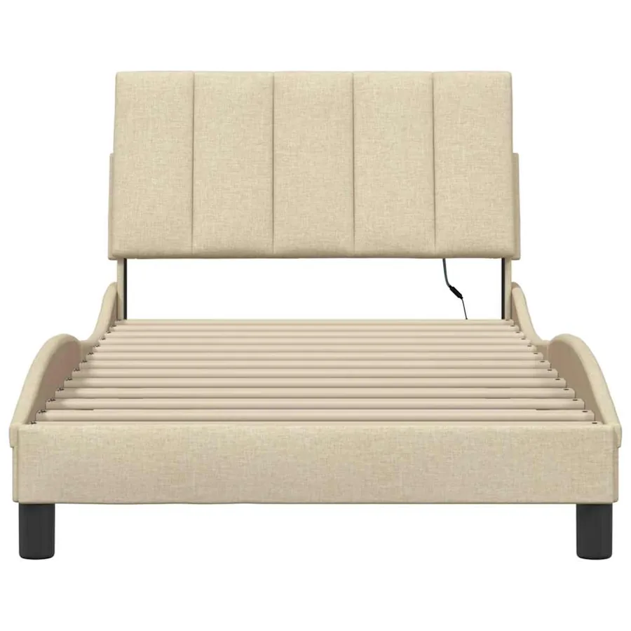 Cadre de lit sans matelas Hanko crème 100x200 cm tissu - 6