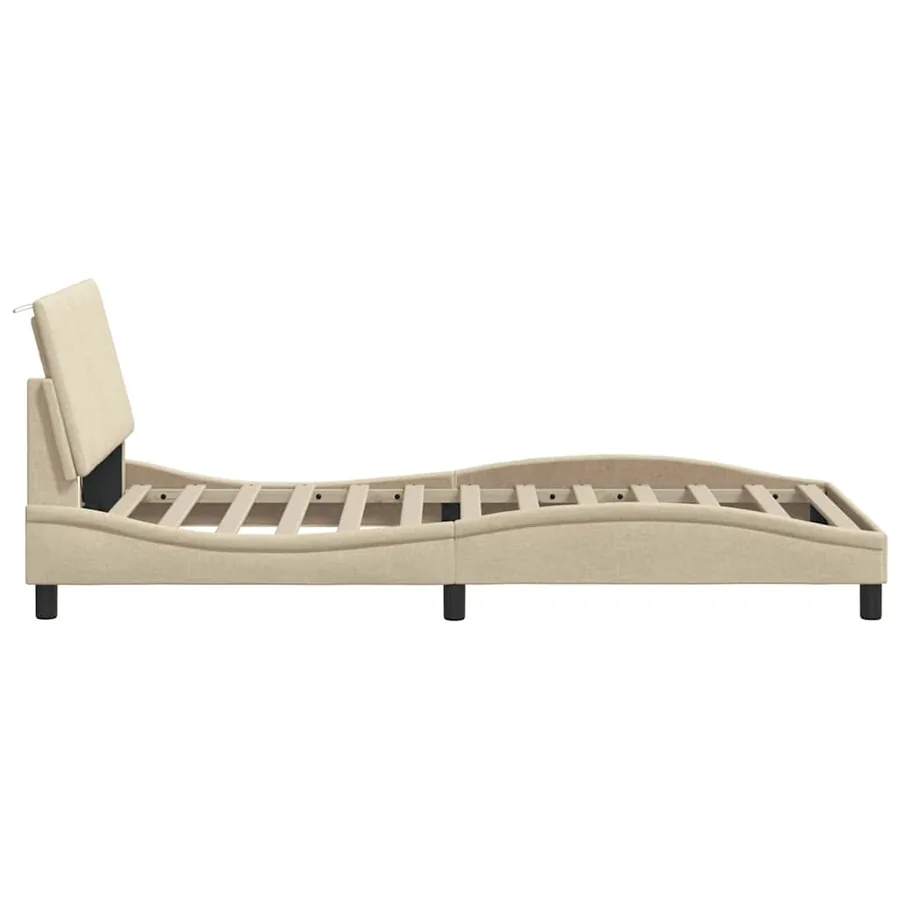 Cadre de lit sans matelas Hanko crème 100x200 cm tissu - 7