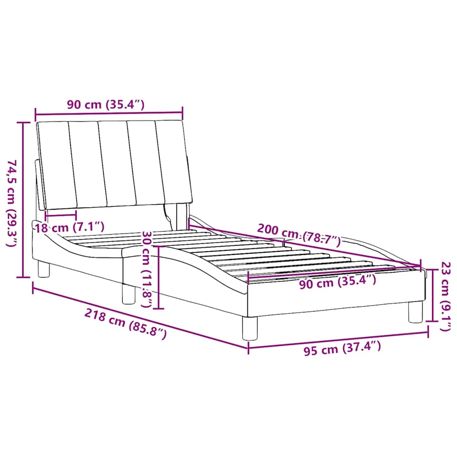 Cadre de lit sans matelas Hanko bleu 90x200 cm tissu - 16
