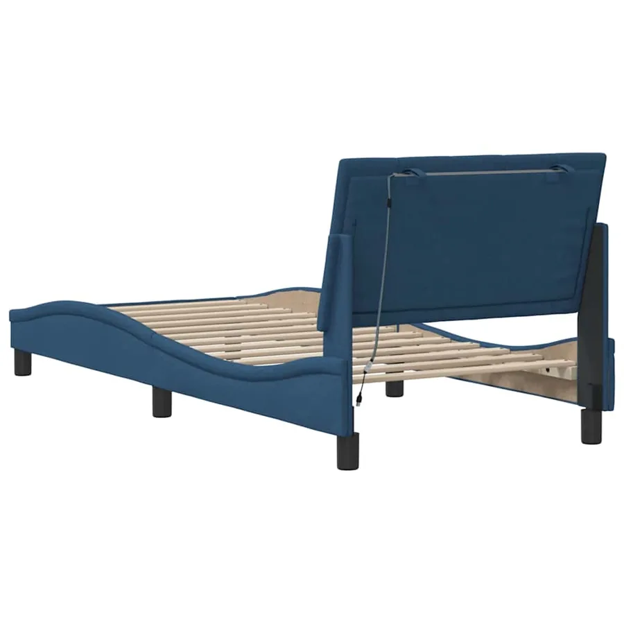 Cadre de lit sans matelas Hanko bleu 90x200 cm tissu - 8