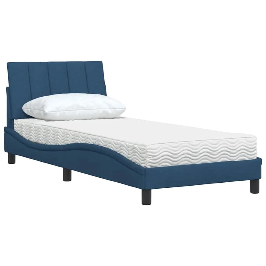 Lit avec matelas Hanko bleu 90x190 cm tissu - 4