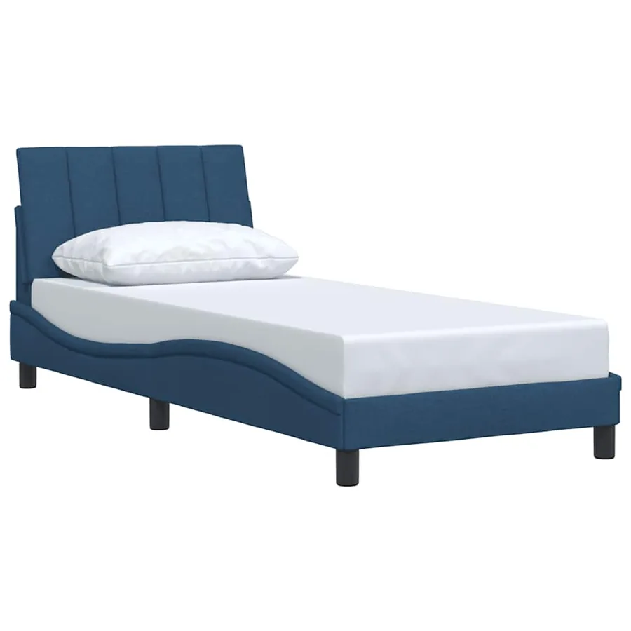 Cadre de lit sans matelas Hanko bleu 90x200 cm tissu - 3