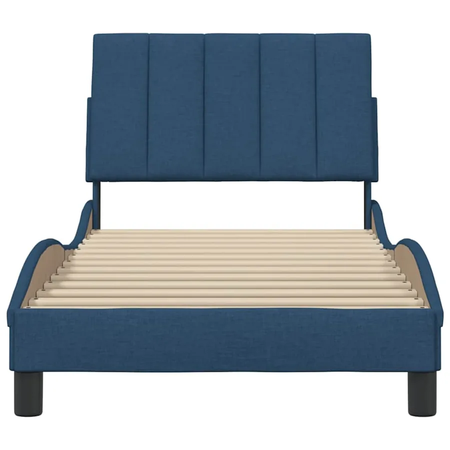 Cadre de lit sans matelas Hanko bleu 90x200 cm tissu - 5