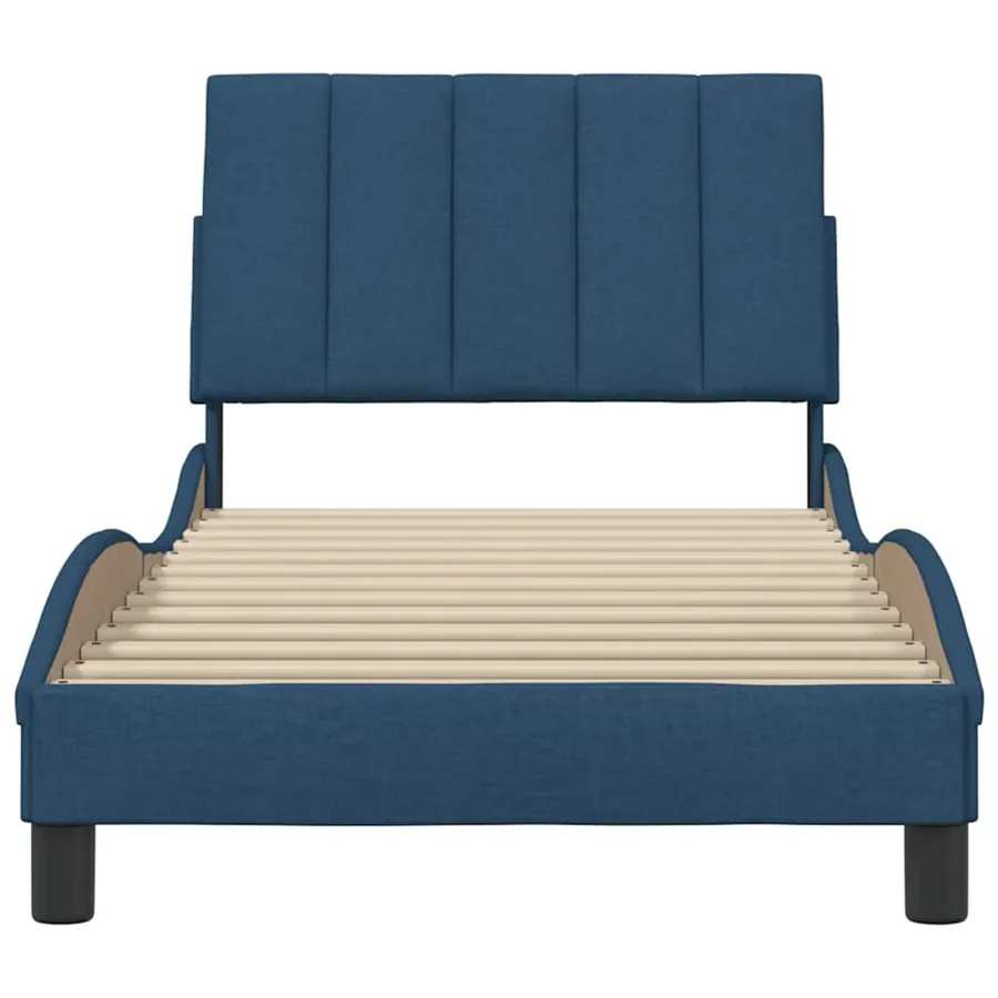 Cadre de lit sans matelas Hanko bleu 90x190 cm tissu - 5