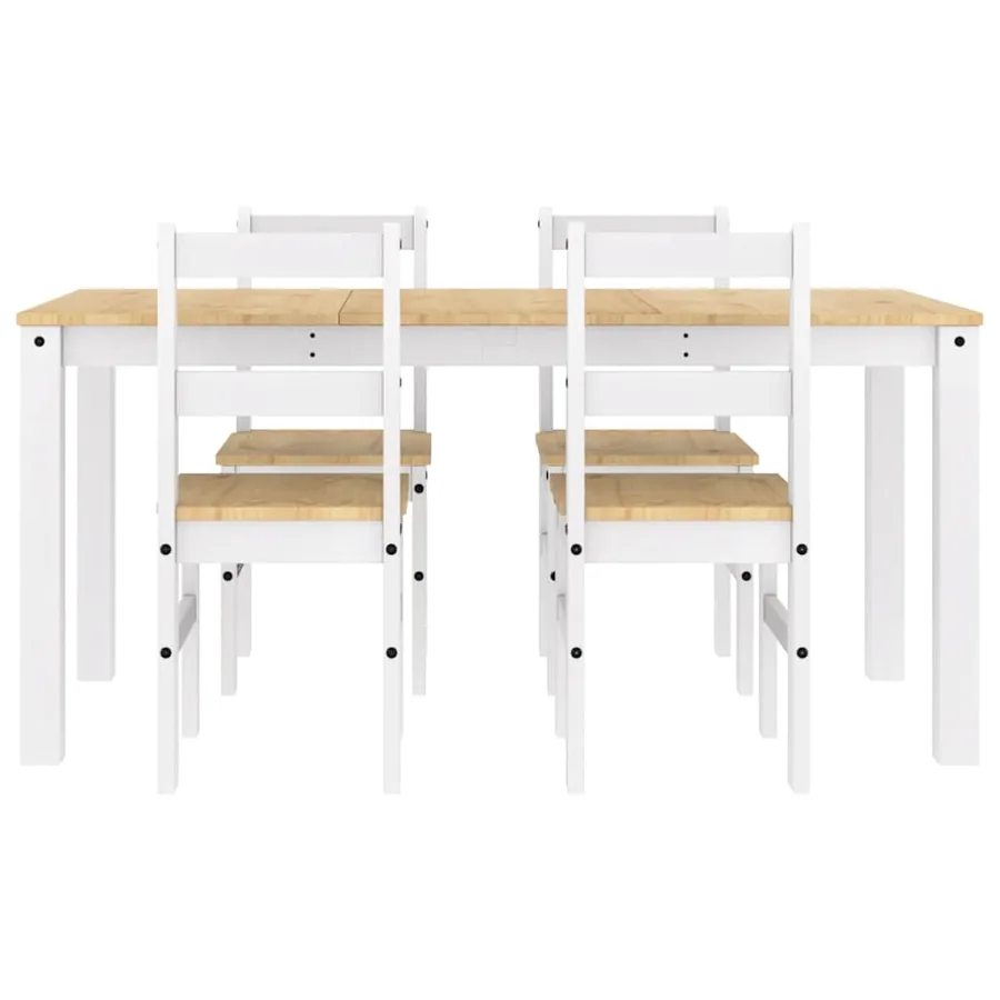 Ensemble à manger PANAMA 5 pcs blanc bois de pin massif - 7