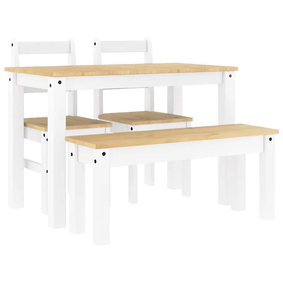 Ensemble à manger PANAMA 4 pcs blanc bois de pin massif - 2