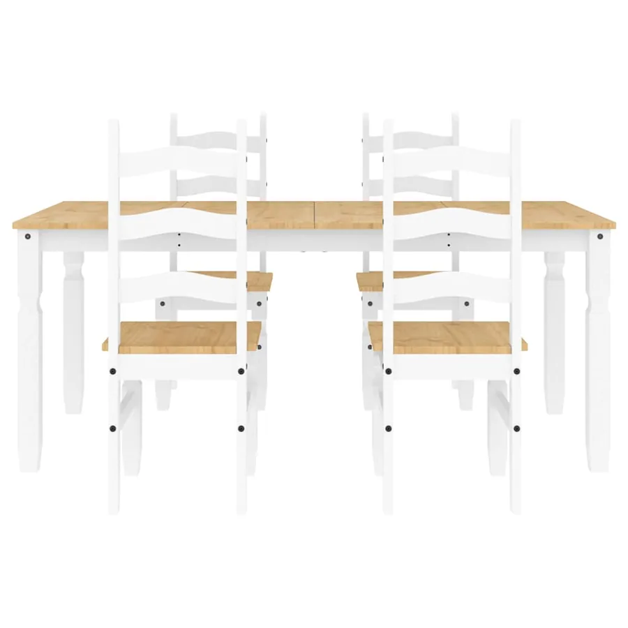 Ensemble à manger PANAMA 5 pcs blanc bois de pin massif - 7