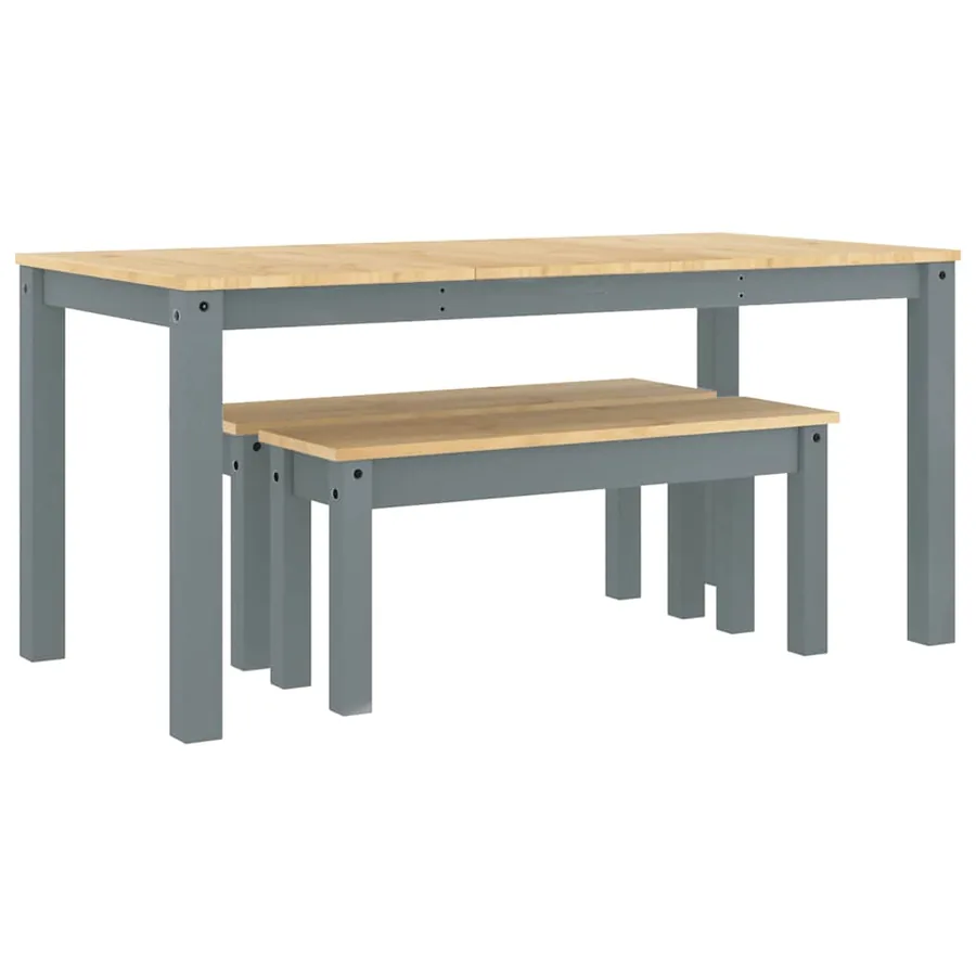 Ensemble à manger PANAMA 3 pcs gris bois de pin massif - 2