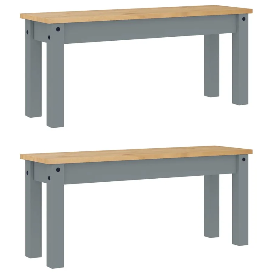 Ensemble à manger PANAMA 3 pcs gris bois de pin massif - 6