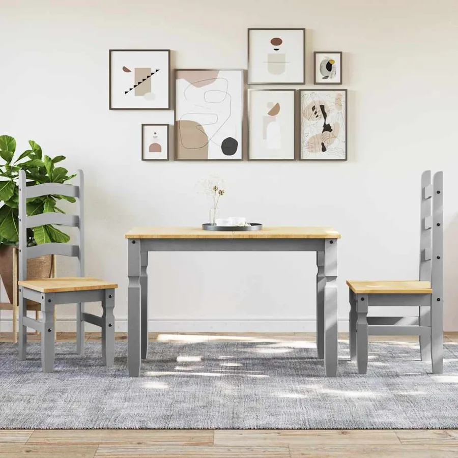 Ensemble à manger PANAMA 3 pcs gris bois de pin massif