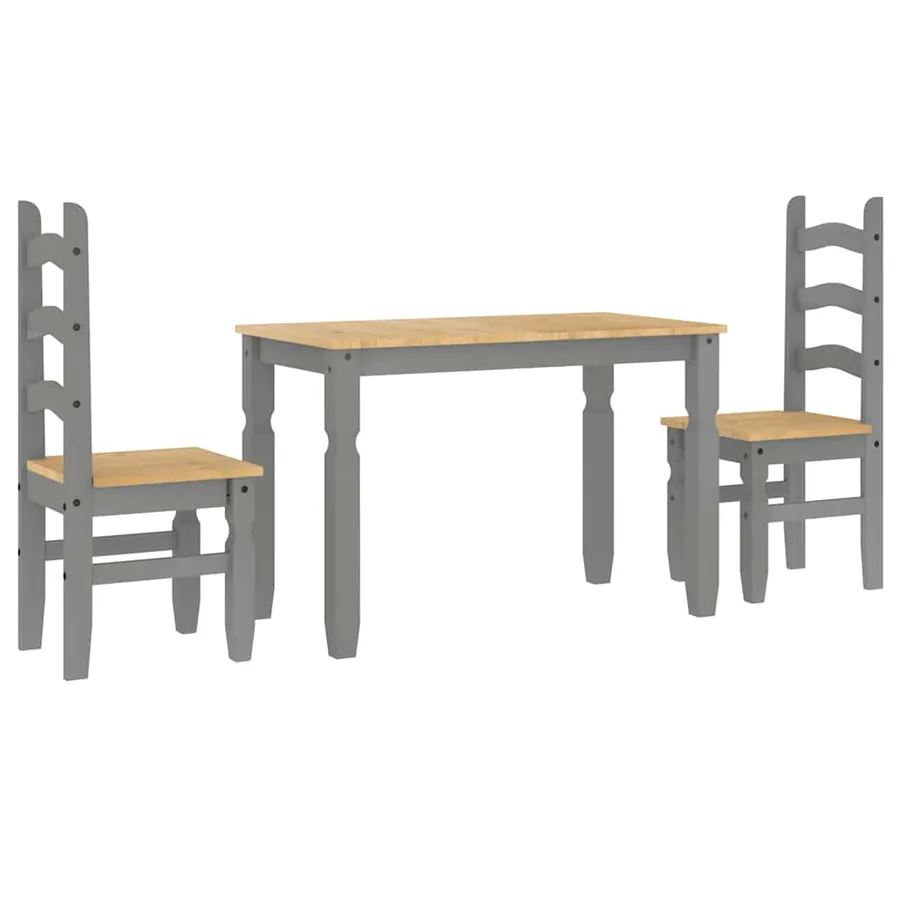 Ensemble à manger PANAMA 3 pcs gris bois de pin massif - 2