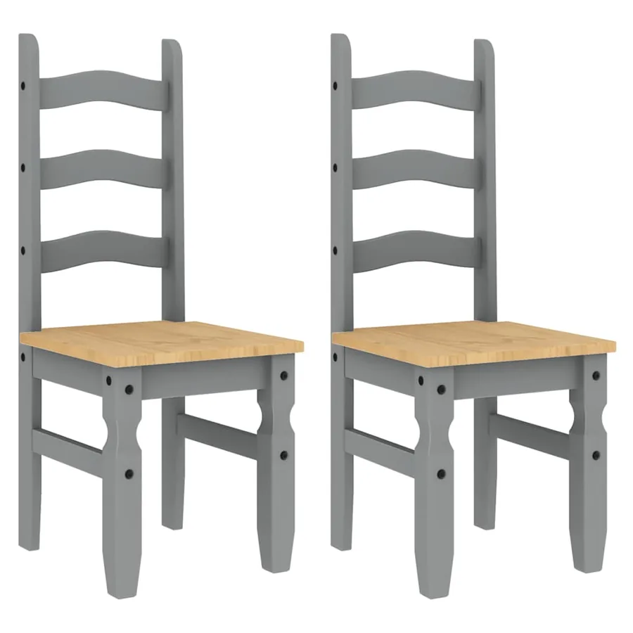 Ensemble à manger PANAMA 3 pcs gris bois de pin massif - 4
