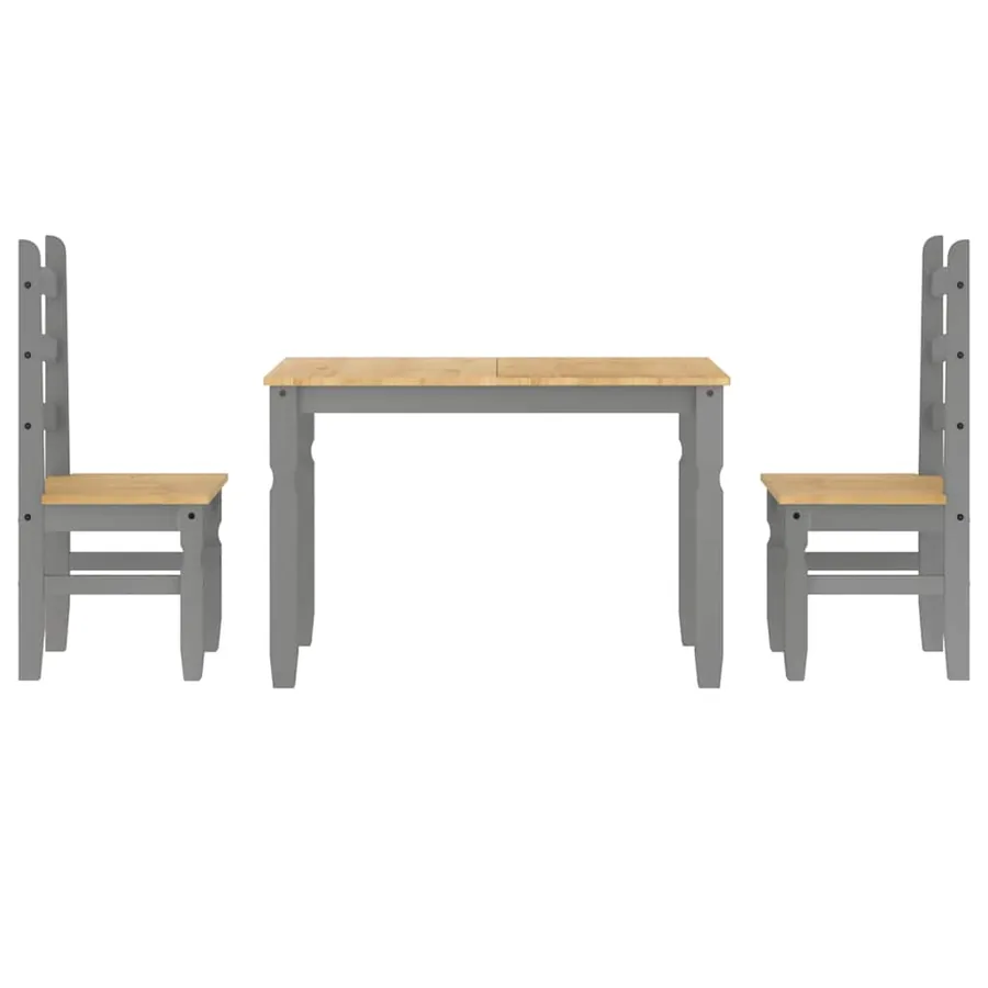 Ensemble à manger PANAMA 3 pcs gris bois de pin massif - 7