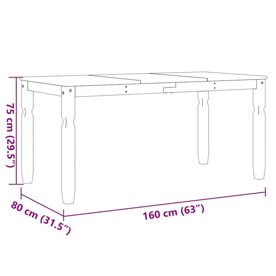 Ensemble à manger PANAMA 5 pcs blanc bois de pin massif - 12