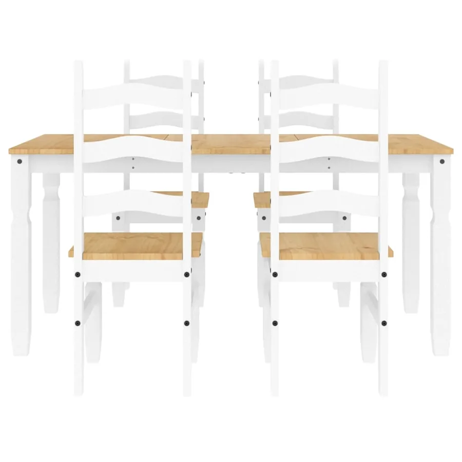 Ensemble à manger PANAMA 5 pcs blanc bois de pin massif - 7