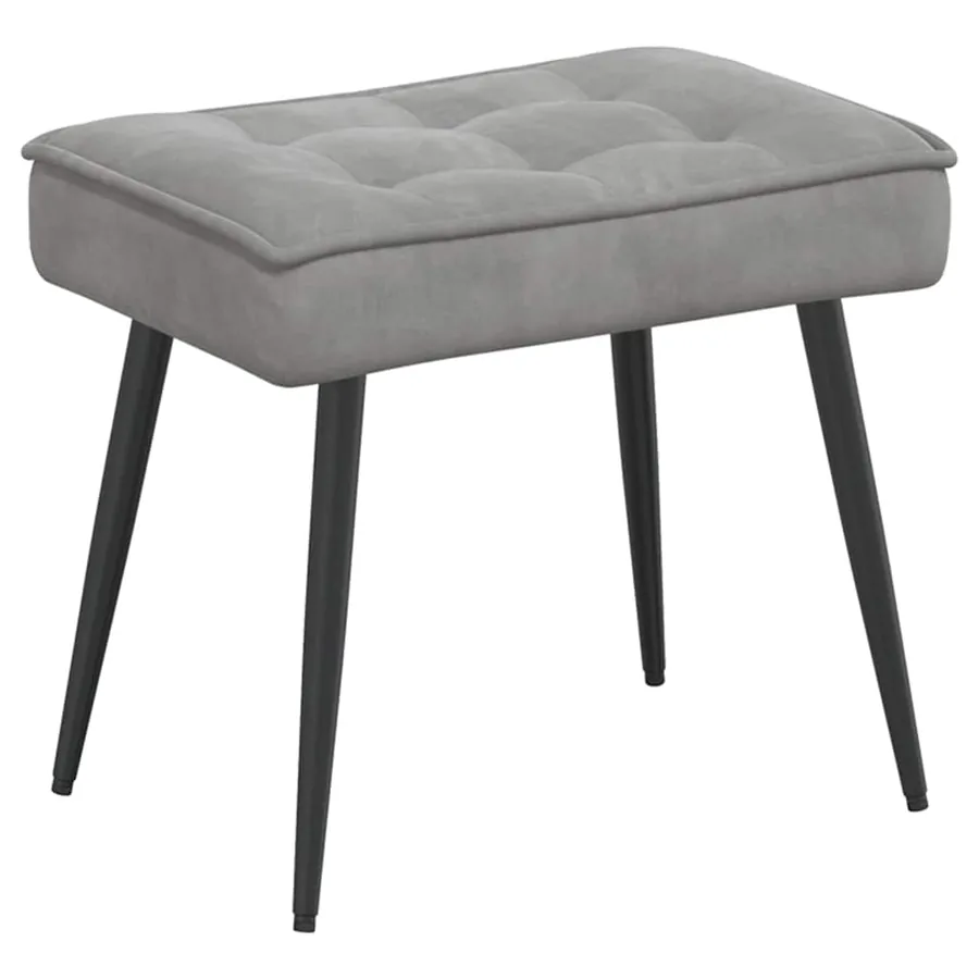 Chaise de relaxation avec tabouret Gris clair Velours - 5