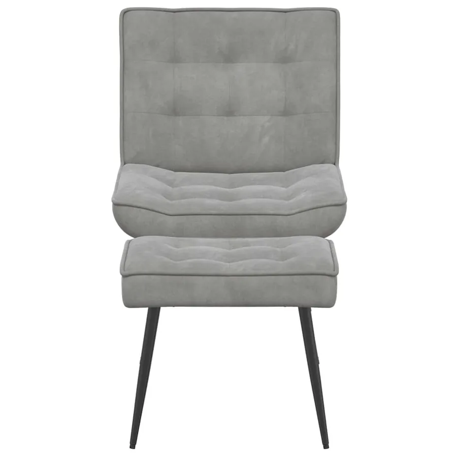 Chaise de relaxation avec tabouret Gris clair Velours - 6