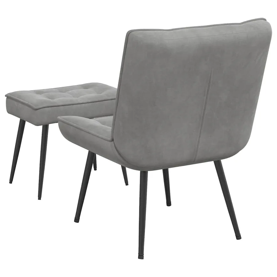 Chaise de relaxation avec tabouret Gris clair Velours - 8