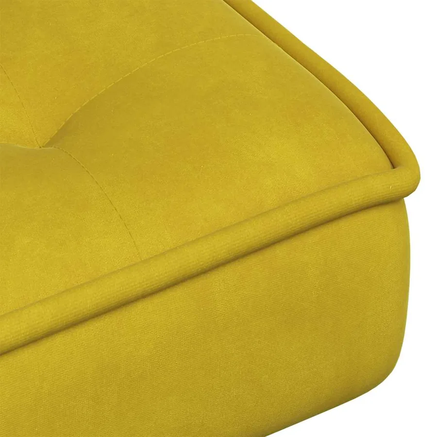 Chaise de relaxation avec tabouret jaune velours - 10