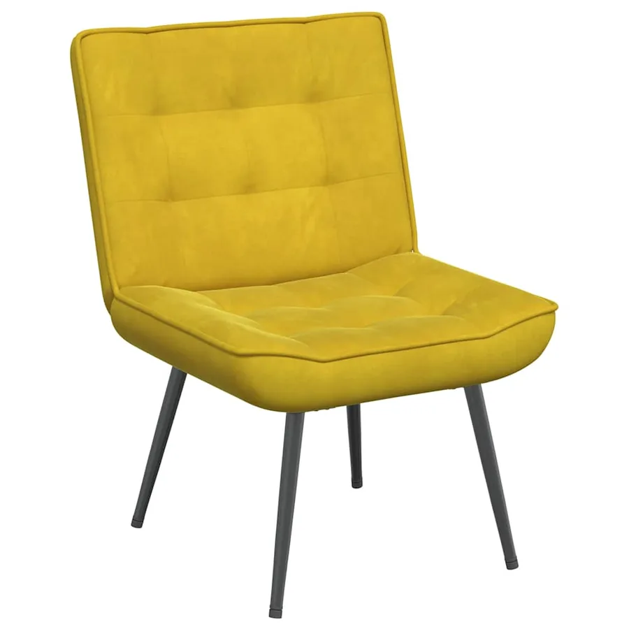 Chaise de relaxation avec tabouret jaune velours - 4