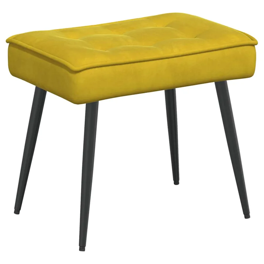 Chaise de relaxation avec tabouret jaune velours - 5