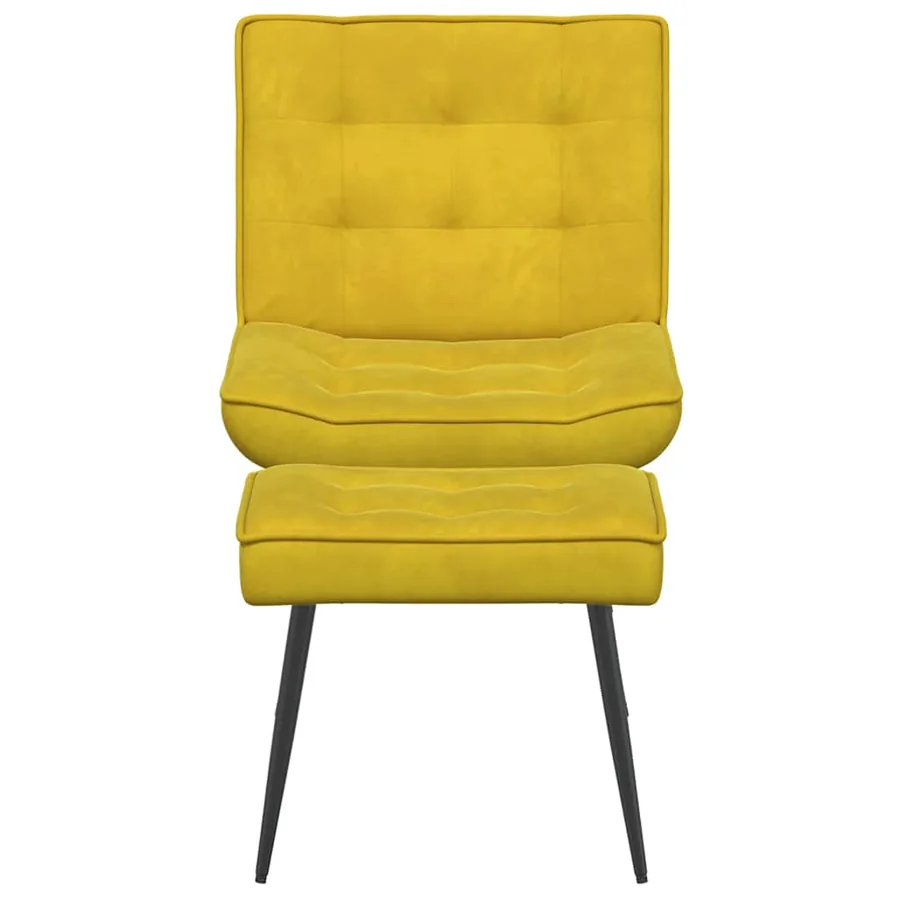 Chaise de relaxation avec tabouret jaune velours - 6
