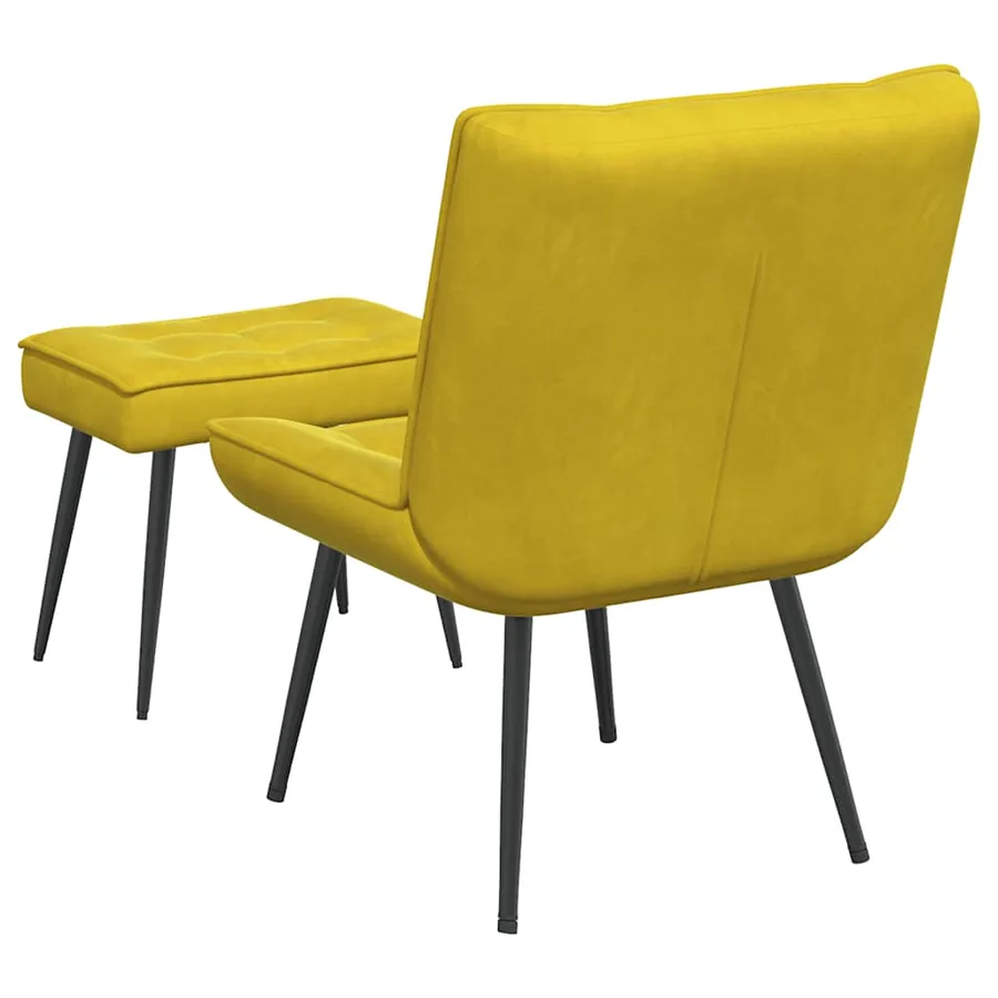 Chaise de relaxation avec tabouret jaune velours - 8